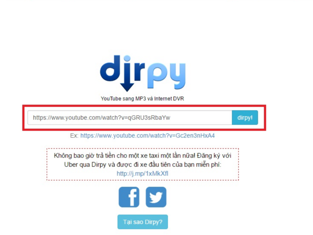 Tải nhạc youtube bằng Dirpy.com